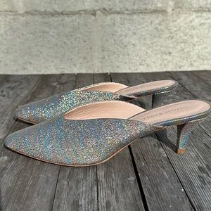 Loeffler Randall Juno Glitter Rainbow Mules Size 8 (fits like a 7)
